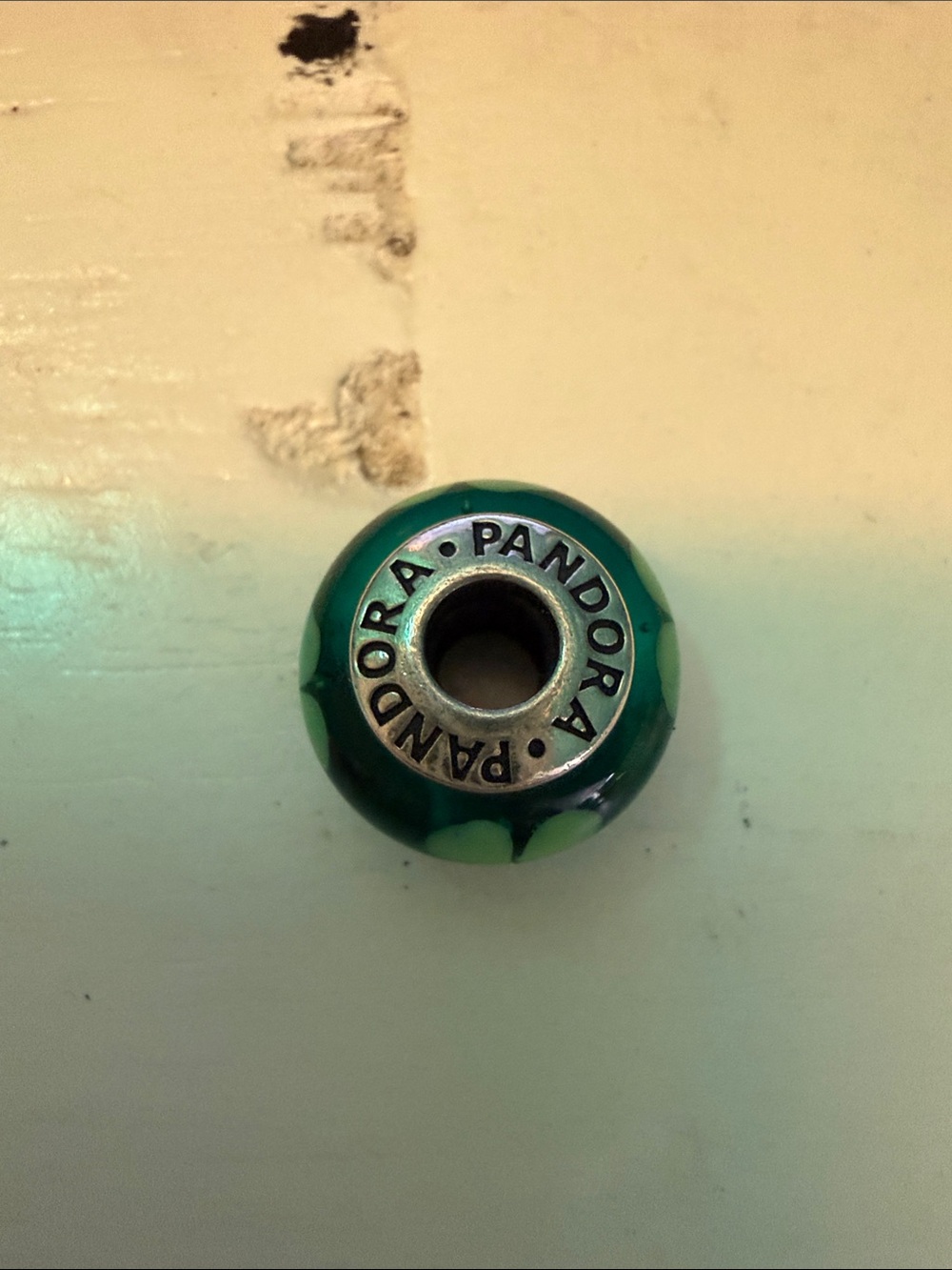 Pandora Green Glass Floral Accent Charm Bead